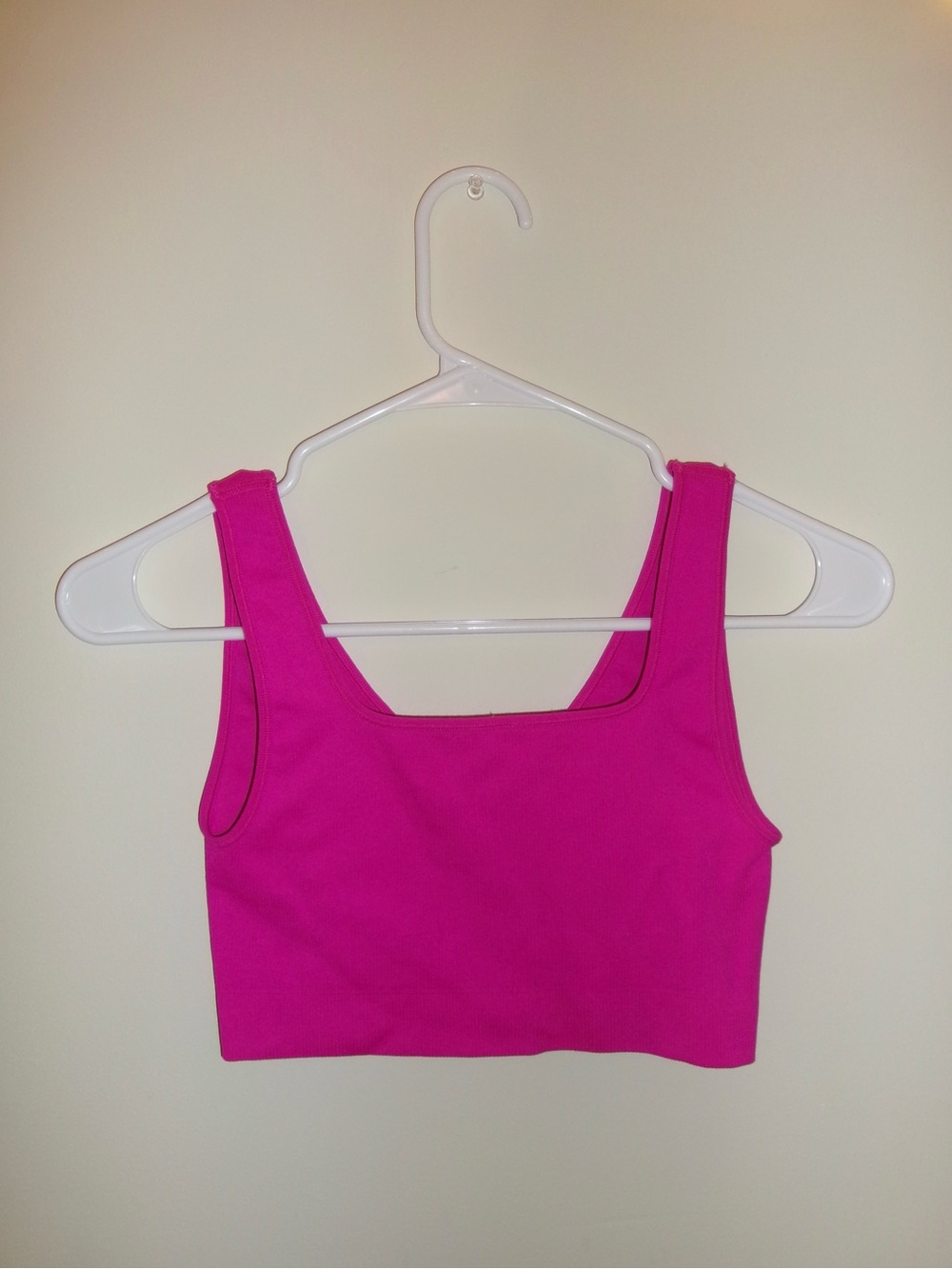 Women’s Hot Pink Square-Neck Crop Tank Top